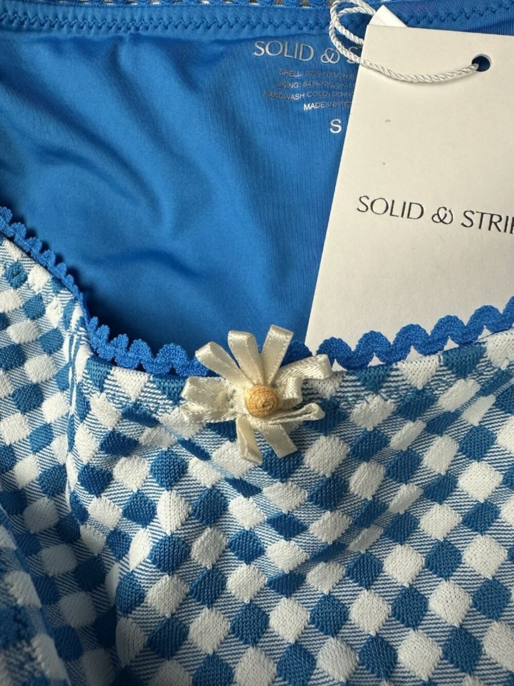 NWT Solid & Striped The Daphne Swim Bottom Small Cosmic Blue Gingham Daisy $108 - Picture 8 of 10